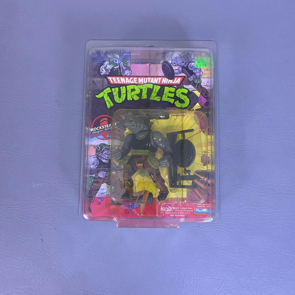 Vintage 1990 TMNT Rocksteady Action Figure Playmates 5009 Unpunched NEW VG